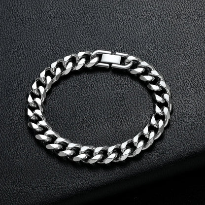 Width 8MM 316L Titanium Steel Golden Black Cuban Chain Bracelet Fashion Hip Hop Men's Jewelry Party Gift 18/20/22CM