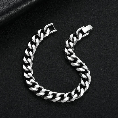 Width 8MM 316L Titanium Steel Golden Black Cuban Chain Bracelet Fashion Hip Hop Men's Jewelry Party Gift 18/20/22CM
