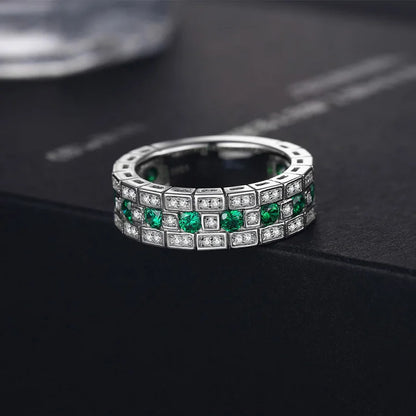 Luxury Green CZ Wedding Bands Female Rings Simple and Elegant Lady Accessories Anniversary Party Ring Gift Trendy Jewelry