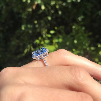 Luxury AAA Sky Blue CZ Stone Bridal Rings Graceful Anniversary Gift Ring for Wife Brilliant Women Classic Wedding Jewelry