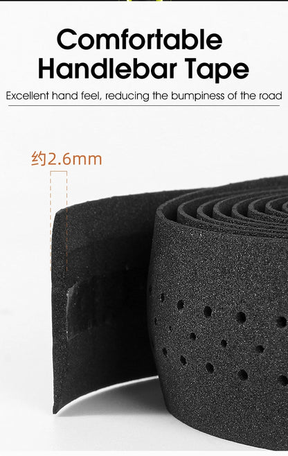WEST BIKING Bicycle Handlebar Tape EVA PU Bar Tape Soft Cycling Damping With 2 Bar Plug Road Bicycle Anti-slip Shock straps
