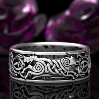 Viking Nordic Mythology Giant Wolf Men Ring Defense Totem Wolf Fashion Hip Hop Rock Unisex Finger Ring Punk Gift