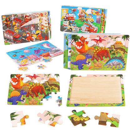 30 Pieces Wooden 3d Puzzles Cartoon Animal Jigsaw Puzzle Board Game Preschool Montessori Educational Toys For Children
