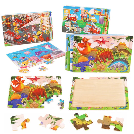30 Pieces Wooden 3d Puzzles Cartoon Animal Jigsaw Puzzle Board Game Preschool Montessori Educational Toys For Children