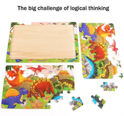 30 Pieces Wooden 3d Puzzles Cartoon Animal Jigsaw Puzzle Board Game Preschool Montessori Educational Toys For Children