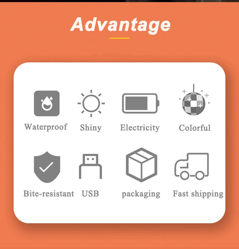LED Pet Dog Cat Collar Pendant Night Safety Cat Luminous Light IPX7 Waterproof Flashing Harness With Light for Dog Accessories