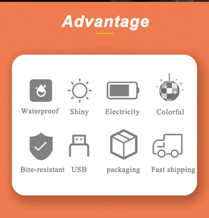 LED Pet Dog Cat Collar Pendant Night Safety Cat Luminous Light IPX7 Waterproof Flashing Harness With Light for Dog Accessories