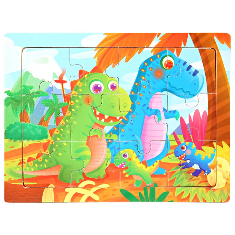 15*11cm 3D Puzzle Cartoon Animals Wood Puzzle Kids Cognitive Jigsaw Puzzle Baby Wooden Toys Educational Toys for Children