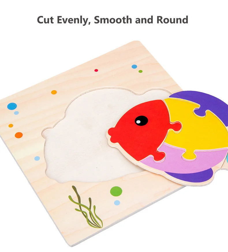 Baby Toys Wooden 3D Jigsaw Puzzle Cartoon Animal Traffic Tangram Jigsaw Puzzles Early Learning Educational Toys For Children