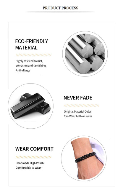 Vnox 3-11mm Chunky Miami Curb Chain Bracelet for Men, Stainless Steel Cuban Link Chain Wristband Classic Punk Heavy Male Jewelry