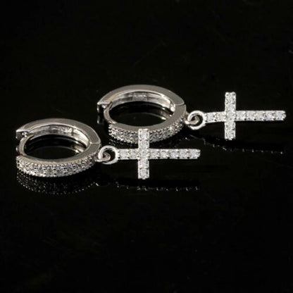 Stylish Arrow Cross-shape Drop Earrings for Women/Men Dazzling Crystal Zirconia Hiphop Party Female/Male Fashion Earrings