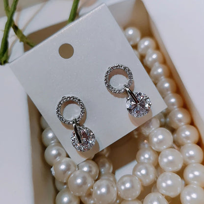 Korean Partysu Style Brilliant Cubic Zirconia Women Drop Earrings 4 Colors Simple Stylish Female Delicate Earring Jewelry