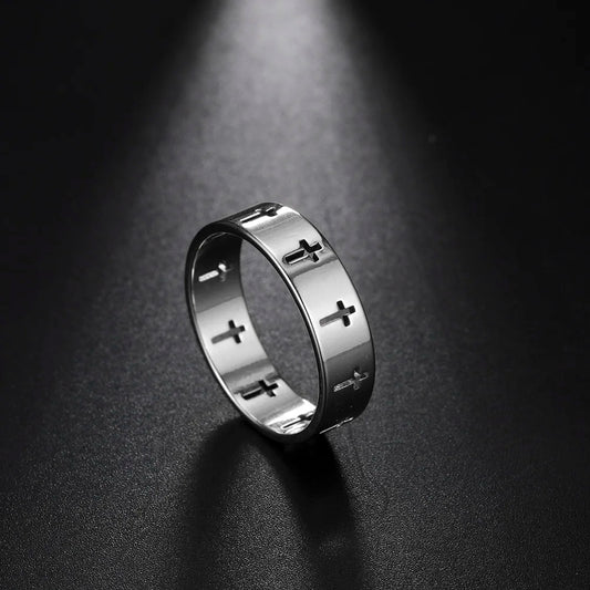 Cross Men's Ring Women Supernatural Jesus Stainless Steel Engagement Couple Rings Jewelry Anniversary Gifts