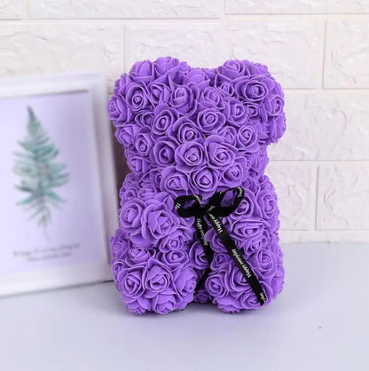 Artificial Flowers 25cm Rose Bear Girlfriend Anniversary Christmas Valentine's Day Gift Birthday Present For Wedding Party