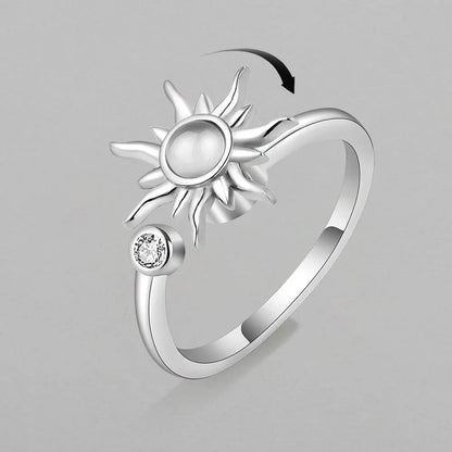 Anti Stress Anxiety Fidget Rings for Women Stainless Steel Sunflower Sun Star Spinner Ring Christmas Jewelry Gifts