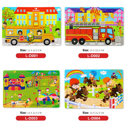 30 Pieces Wooden 3d Puzzles Cartoon Animal Jigsaw Puzzle Board Game Preschool Montessori Educational Toys For Children