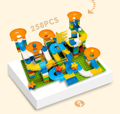 86-344pcs Marble Race Run Block Big Size Building Blocks Maze Ball Funnel Slide Blocks Creative Bricks Assemble Toys for Kids