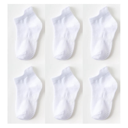 6/12 Pairs/lot 0-5 Yrs Cotton Children's Anti-slip Boat Socks For Boys Girl Low Cut Floor Kid Sock With Rubber Grips Polka dot