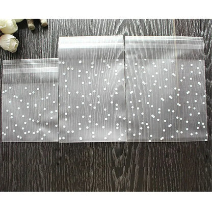 100Pcs/Lot Translucent Dots Plastic Cookie Packaging Bags Cupcake Wrapper Self Adhesive Bags Birthday Party Wedding Decorations