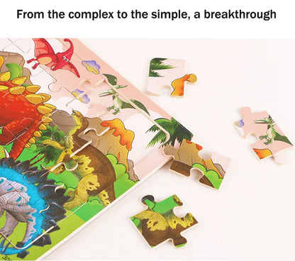 30 Pieces Wooden 3d Puzzles Cartoon Animal Jigsaw Puzzle Board Game Preschool Montessori Educational Toys For Children
