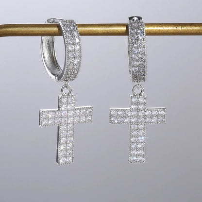 Stylish Arrow Cross-shape Drop Earrings for Women/Men Dazzling Crystal Zirconia Hiphop Party Female/Male Fashion Earrings