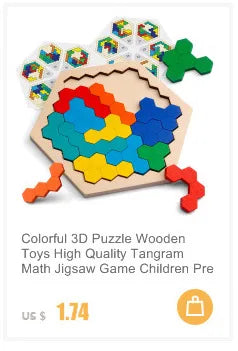 Baby Toys Wooden 3D Jigsaw Puzzle Cartoon Animal Traffic Tangram Jigsaw Puzzles Early Learning Educational Toys For Children