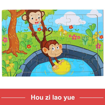 30 Pieces Wooden 3d Puzzles Cartoon Animal Jigsaw Puzzle Board Game Preschool Montessori Educational Toys For Children