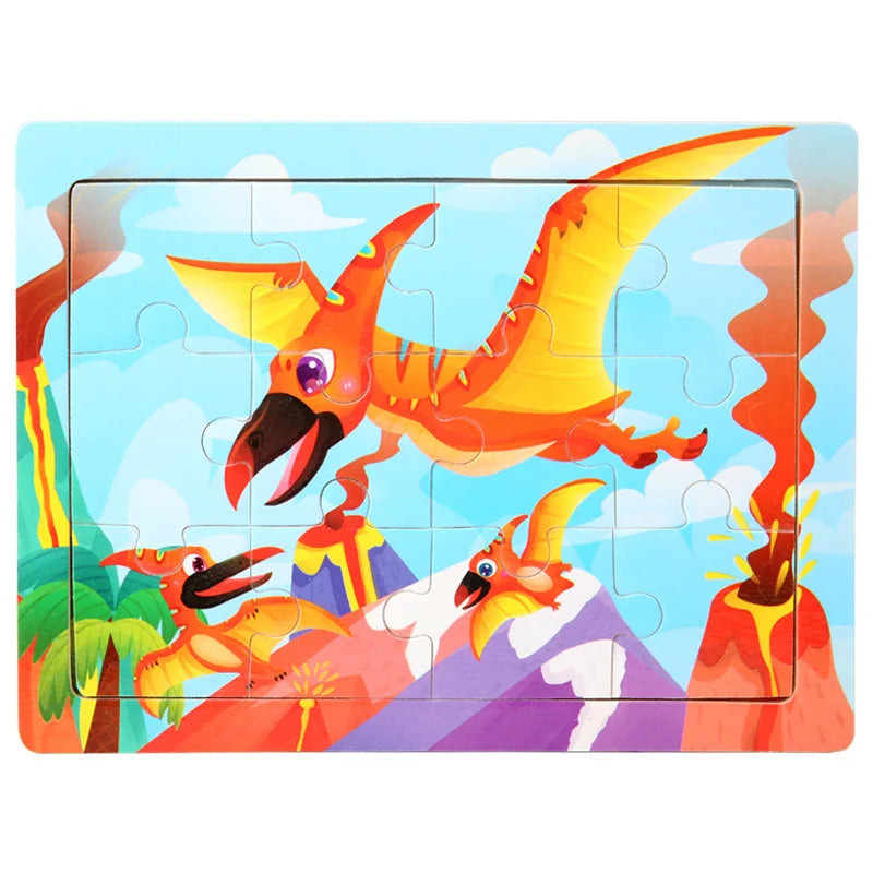 15*11cm 3D Puzzle Cartoon Animals Wood Puzzle Kids Cognitive Jigsaw Puzzle Baby Wooden Toys Educational Toys for Children