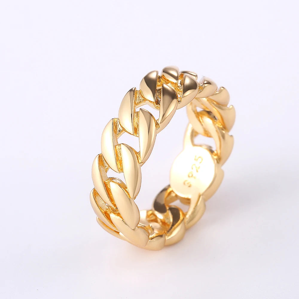 Metallic Chain Rings Men and Women Simple Design Hip Hop Party Cool Accessories Versatile Punk Style Jewelry Couple Rings