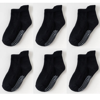 6/12 Pairs/lot 0-5 Yrs Cotton Children's Anti-slip Boat Socks For Boys Girl Low Cut Floor Kid Sock With Rubber Grips Polka dot