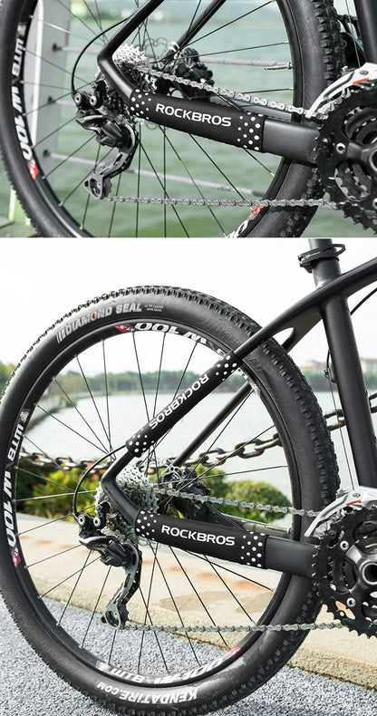 ROCKBROS Bicycle Frame Protection Ultralight MTB Bike Frame Protector Chain Rear Fork Guard Cover Cycling Chain Cover Black