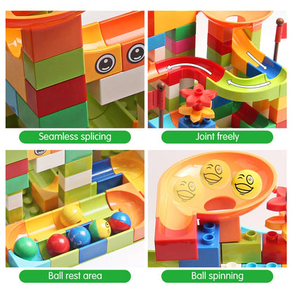 86-344pcs Marble Race Run Block Big Size Building Blocks Maze Ball Funnel Slide Blocks Creative Bricks Assemble Toys for Kids