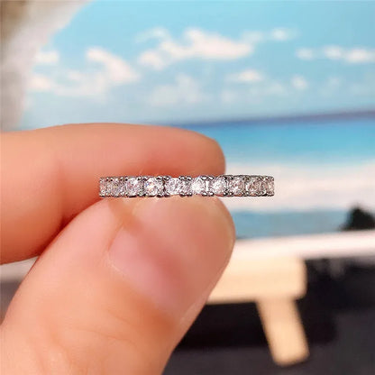 Fashion Contracted Design Women's Ring with Brilliant White Cubic Zirconia Wedding Party Daily Wearable Statement Jewelry