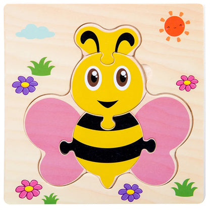 Baby Toys Wooden 3D Jigsaw Puzzle Cartoon Animal Traffic Tangram Jigsaw Puzzles Early Learning Educational Toys For Children