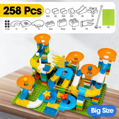 86-344pcs Marble Race Run Block Big Size Building Blocks Maze Ball Funnel Slide Blocks Creative Bricks Assemble Toys for Kids