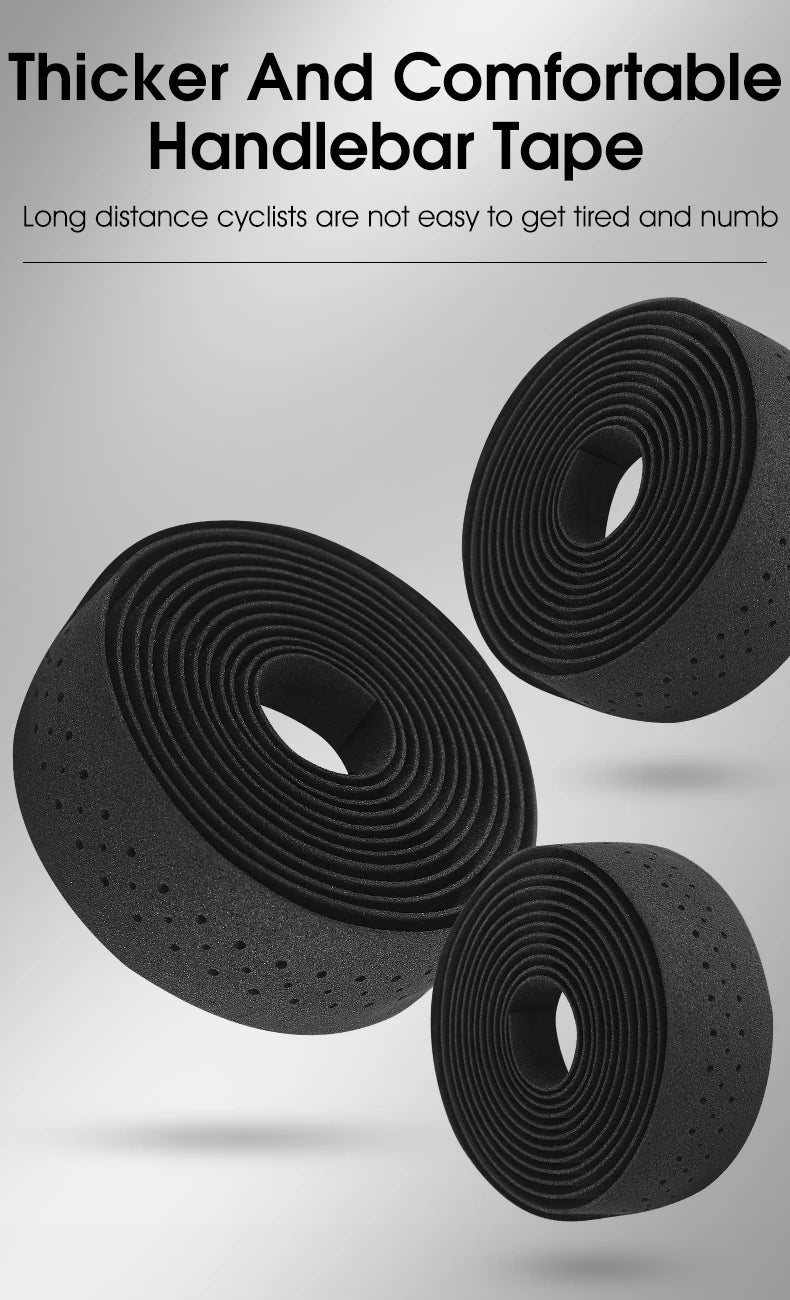 WEST BIKING Bicycle Handlebar Tape EVA PU Bar Tape Soft Cycling Damping With 2 Bar Plug Road Bicycle Anti-slip Shock straps