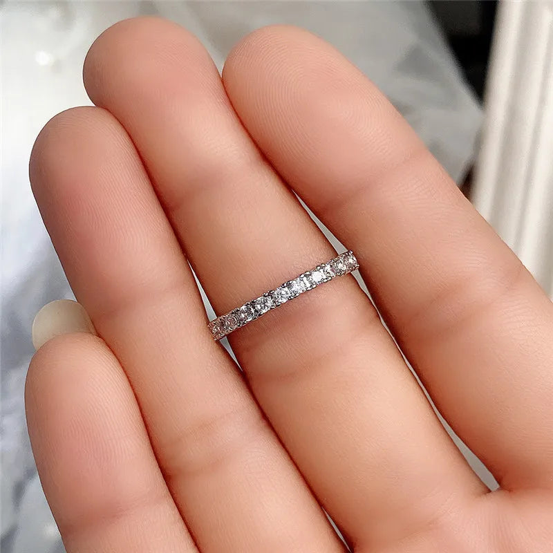 Fashion Contracted Design Women's Ring with Brilliant White Cubic Zirconia Wedding Party Daily Wearable Statement Jewelry