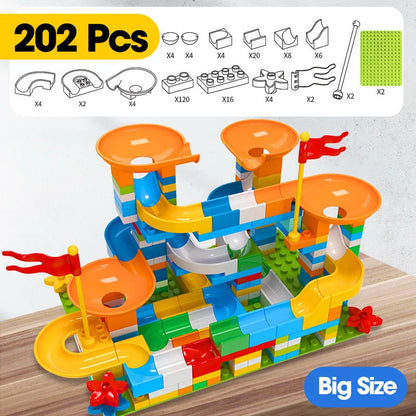 86-344pcs Marble Race Run Block Big Size Building Blocks Maze Ball Funnel Slide Blocks Creative Bricks Assemble Toys for Kids