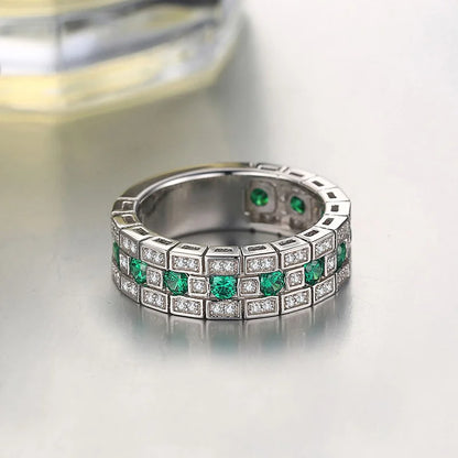 Luxury Green CZ Wedding Bands Female Rings Simple and Elegant Lady Accessories Anniversary Party Ring Gift Trendy Jewelry