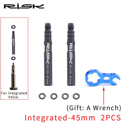 RISK Bicycle Presta Valve Extender Pole with 3in1 Wrench Tool 45mm/80mm Road Bike Rim Valve Extension Rod for Tube Tire Tubeless