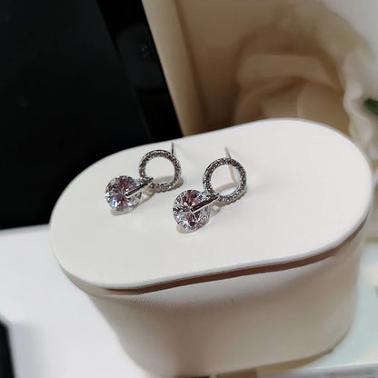 Korean Partysu Style Brilliant Cubic Zirconia Women Drop Earrings 4 Colors Simple Stylish Female Delicate Earring Jewelry