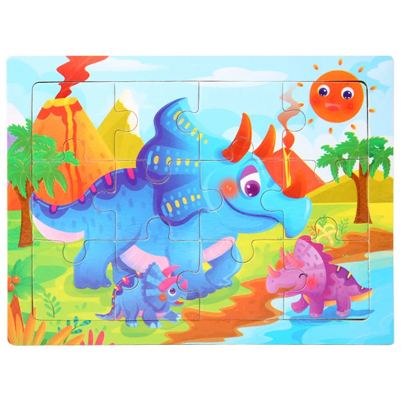 15*11cm 3D Puzzle Cartoon Animals Wood Puzzle Kids Cognitive Jigsaw Puzzle Baby Wooden Toys Educational Toys for Children