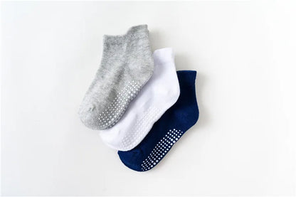 6/12 Pairs/lot 0-5 Yrs Cotton Children's Anti-slip Boat Socks For Boys Girl Low Cut Floor Kid Sock With Rubber Grips Polka dot