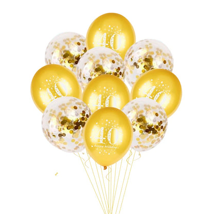 JOY-ENLIFE 10pcs Inflatable Confetti Balloons 12inch Latex Balloons 30 40 50 60 Years Birthday Party Adult Foil Helium Balloons