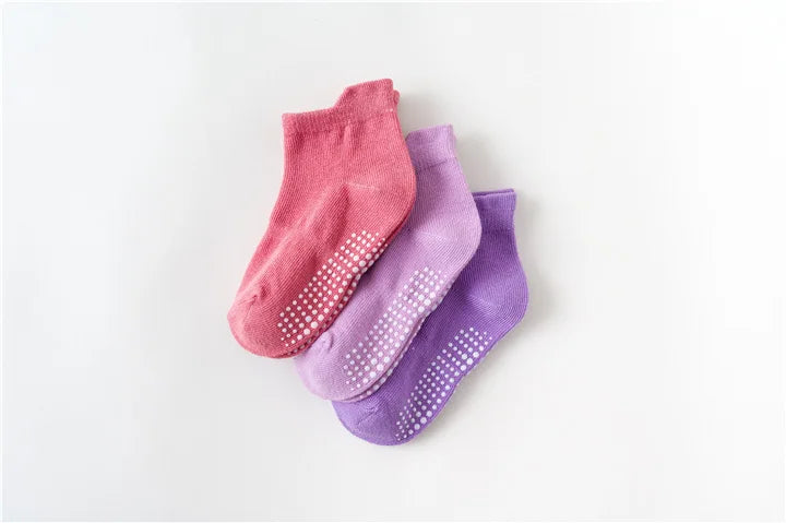 6/12 Pairs/lot 0-5 Yrs Cotton Children's Anti-slip Boat Socks For Boys Girl Low Cut Floor Kid Sock With Rubber Grips Polka dot