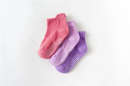 6/12 Pairs/lot 0-5 Yrs Cotton Children's Anti-slip Boat Socks For Boys Girl Low Cut Floor Kid Sock With Rubber Grips Polka dot