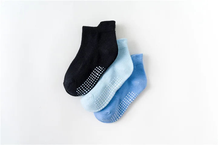 6/12 Pairs/lot 0-5 Yrs Cotton Children's Anti-slip Boat Socks For Boys Girl Low Cut Floor Kid Sock With Rubber Grips Polka dot