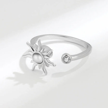 Anti Stress Anxiety Fidget Rings for Women Stainless Steel Sunflower Sun Star Spinner Ring Christmas Jewelry Gifts