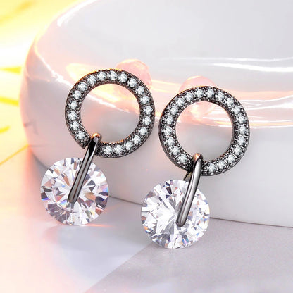 Korean Partysu Style Brilliant Cubic Zirconia Women Drop Earrings 4 Colors Simple Stylish Female Delicate Earring Jewelry