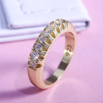High Quality Office Lady Accessories Rings Golden Color Halo Micro Paved Casual Style Female Jewel With Size 6-10 2019